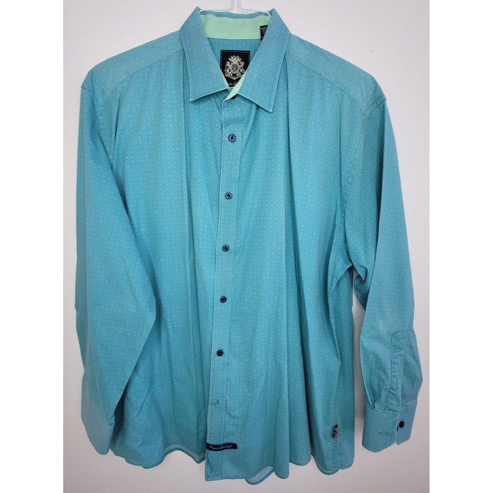 English Laundry Men's Button Up Shirt XL Blue & Green Extra Large